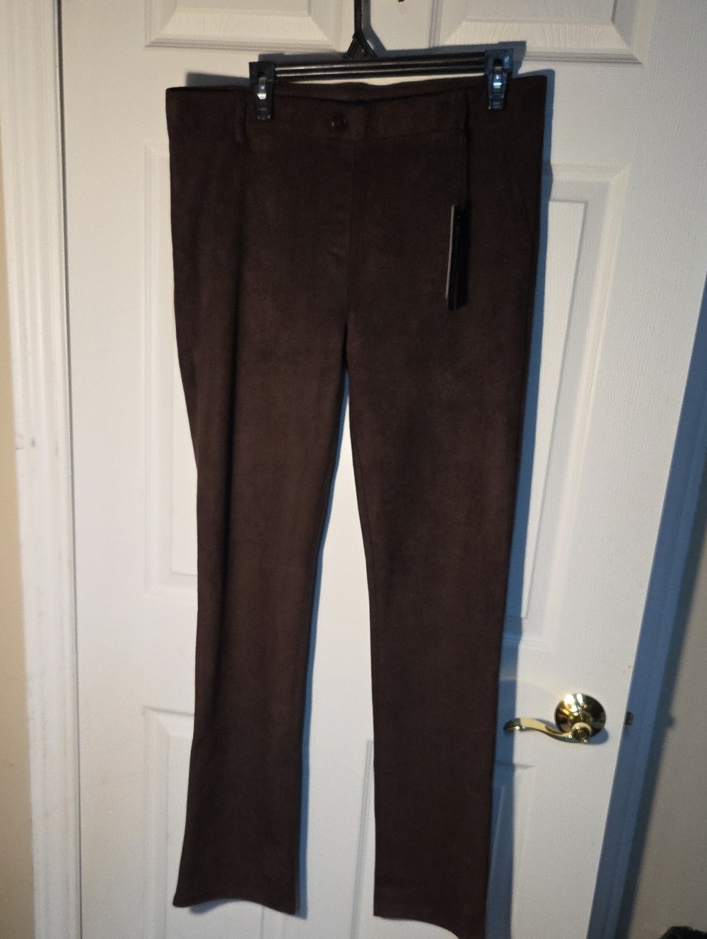 Betabrand Women's Dark Brown Faux Suede Dress Yoga Pants Tall Long Sz XL NWT 12